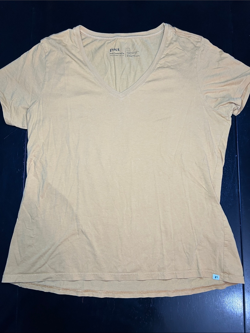 Pact Women's organic 100% cotton Short-Sleeve golden V-Neck Tee soft lightweight